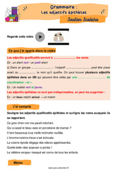 Les adjectifs épithètes - Soutien scolaire pour les élèves en difficulté : 6ème Harmos - PDF à imprimer