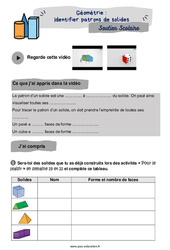 Identifier patrons de solides - Soutien scolaire pour les élèves en difficulté. : 7ème Harmos - PDF à imprimer