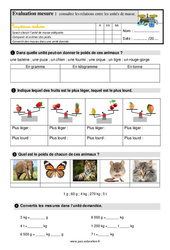 Connaître les relations entre les unités de masse - Examen Evaluation avec la correction : 5ème Harmos - PDF à imprimer