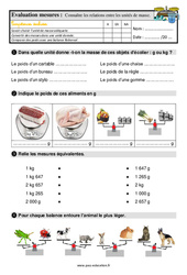 Connaître les relations entre les unités de masse - Examen Evaluation avec la correction : 4ème Harmos - PDF à imprimer