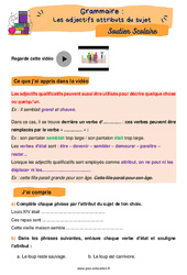 Les adjectifs attributs du sujet - Soutien scolaire pour les élèves en difficulté : 6ème Harmos - PDF à imprimer