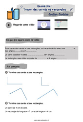 Tracer des carrés et rectangles - Soutien scolaire pour les élèves en difficulté. : 6ème Harmos - PDF à imprimer