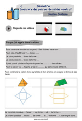 Construire des patrons de solides usuels - Soutien scolaire pour les élèves en difficulté. : 7ème Harmos - PDF à imprimer