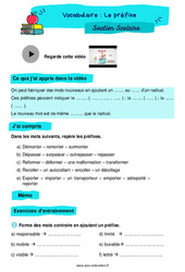 Le préfixe - Soutien scolaire pour les élèves en difficulté. : 4ème Harmos - PDF à imprimer