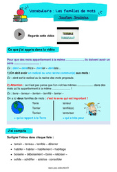 Les familles de mots - Soutien scolaire pour les élèves en difficulté. : 6ème Harmos - PDF à imprimer