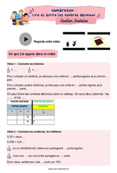 Lire et écrire les nombres décimaux - Soutien scolaire pour les élèves en difficulté. : 7ème Harmos - PDF à imprimer