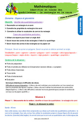 Identifier et tracer des quadrilatères - Fiches le rectangle et le carré - Séquence - Fiche de préparation : 5ème Harmos - PDF à imprimer
