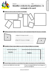 Identifier et tracer des quadrilatères - Fiches le rectangle et le carré - Exercices avec les corrigés : 5ème Harmos - PDF à imprimer