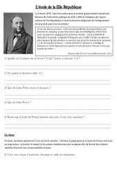 L'école de la IIIe république - La république 1815 - 1870 - XIX ème siècle - Fiches Exercice : 7ème Harmos - PDF à imprimer