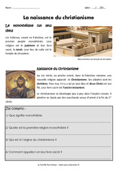 Naissance du christianisme - Exercices - Antiquité : 5ème Harmos - PDF à imprimer