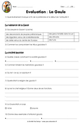 La Gaule - Examen Evaluation - Bilan - Antiquité : 5ème, 6ème Harmos - PDF à imprimer