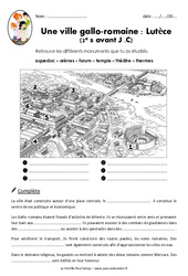 Une ville gallo - romaine - Lutèce - Exercices : 5ème, 6ème Harmos - PDF à imprimer