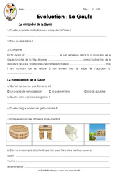 La Gaule - Examen Evaluation sur la conquête et la romanisation : 5ème, 6ème Harmos - PDF à imprimer