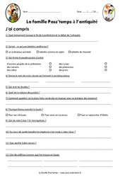 La famille Pass’temps à l’antiquité - Questionnaire sur le diaporama : 5ème, 6ème Harmos - PDF à imprimer