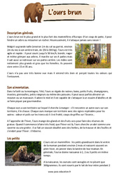 Exercice L'ours brun - Textes informatifs / Documentaires : 5ème Harmos - PDF à imprimer