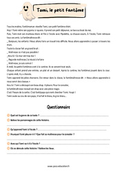 Exercice Tomi le petit fantôme - Lecture - compréhension : 5ème Harmos - PDF à imprimer