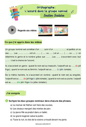 L’accord dans le groupe nominal (GN) - Soutien scolaire pour les élèves en difficulté : 4ème Harmos - PDF à imprimer