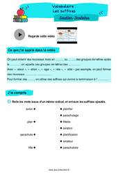 Les suffixes - Soutien scolaire pour les élèves en difficulté. : 5ème Harmos - PDF à imprimer