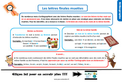 Les lettres finales muettes - Cours, Leçon, trace écrite : 6ème Harmos - PDF gratuit à imprimer