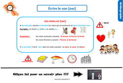 Écrire le son [oer] - Cours, Leçon, trace écrite : 6ème Harmos - PDF gratuit à imprimer