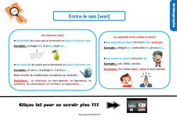 Écrire le son [war] - Cours, Leçon, trace écrite : 6ème Harmos - PDF gratuit à imprimer