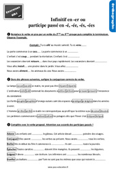 L'infinitif en - er ou participe passé en - é - ée - és - ées - Exercices, révisions : 6ème Harmos - PDF à imprimer