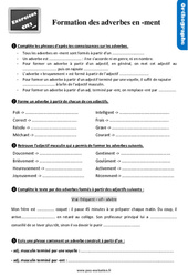 La formation des adverbes en - ment au  - Exercices, révisions avec les corrections : 7ème Harmos - PDF à imprimer