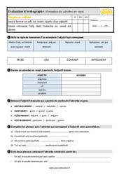 La formation des adverbes en - ment au  - Évaluation, bilan : 7ème Harmos - PDF à imprimer