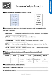 Les noms d’origine étrangère au  - Exercices, révisions avec les corrections : 7ème Harmos - PDF à imprimer