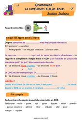 Le complément d’objet direct (COD) - Soutien scolaire pour les élèves en difficulté : 6ème Harmos - PDF à imprimer