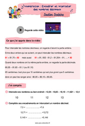 Encadrer et intercaler des nombres décimaux - Soutien scolaire pour les élèves en difficulté. : 6ème Harmos - PDF à imprimer