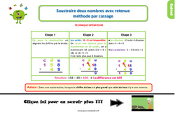 Soustraire deux nombres avec retenue, méthode par cassage - Cours, Leçon, trace écrite : 4ème Harmos - PDF gratuit à imprimer