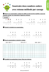 Soustraire deux nombres avec retenue, méthode par cassage - Exercices, révisions : 4ème Harmos - PDF à imprimer