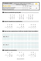 Soustraire deux nombres avec retenue, méthode par compensation - Évaluation, bilan : 4ème Harmos - PDF à imprimer