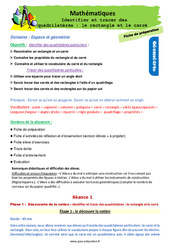 Identifier et tracer des quadrilatères - Fiches le rectangle et le carré - Fiche de préparation : 4ème Harmos - PDF à imprimer