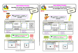 Identifier et tracer des quadrilatères - Fiches le rectangle et le carré - Cours, Leçon : 4ème Harmos - PDF gratuit à imprimer