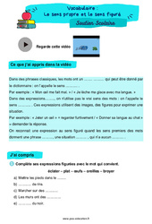 Le sens propre et le sens figuré - Soutien scolaire pour les élèves en difficulté. : 5ème Harmos - PDF à imprimer