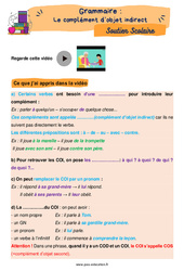 Le complément d’objet indirect (COI) - Soutien scolaire pour les élèves en difficulté : 6ème Harmos - PDF à imprimer