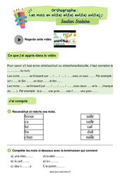 Les mots en ail(le) eil(le) euil(le) ouil(le) - Soutien scolaire pour les élèves en difficulté : 4ème Harmos - PDF à imprimer