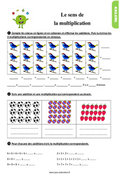 Le sens de la multiplication - Exercices, révisions : 4ème Harmos - PDF à imprimer