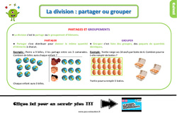 La division - Fiches partager ou grouper - Cours, Leçon, trace écrite : 4ème Harmos - PDF gratuit à imprimer