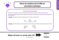 Placer les nombres de 0 à 999 sur la droite numérique - Cours, Leçon, trace écrite : 4ème Harmos - PDF gratuit à imprimer