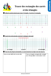 Tracer des rectangles, des carrés et des triangles - Exercices, révisions : 4ème Harmos - PDF à imprimer