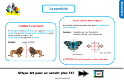 La symétrie - Cours, Leçon, trace écrite : 4ème Harmos - PDF gratuit à imprimer