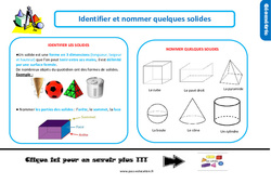 Identifier et nommer les solides - Cours, Leçon, trace écrite : 4ème Harmos - PDF gratuit à imprimer