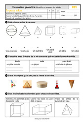 Identifier et nommer les solides - Évaluation, bilan : 4ème Harmos - PDF à imprimer