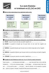Les noms féminins se terminant par les sons [é], [té] et [tié] - Exercices, révisions : 7ème Harmos - PDF à imprimer