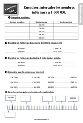 Encadrer et intercaler les nombres inférieurs à 1 000 000 sur une droite - Exercices : 6ème Harmos - PDF à imprimer