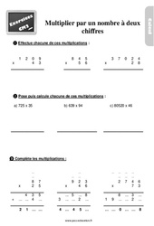 Multiplier un entier par un nombre à deux chiffres - Exercices, révisions : 7ème Harmos - PDF à imprimer