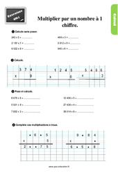 Multiplier par un nombre à 1 chiffre - Exercices, révisions  avec les corrections : 6ème Harmos - PDF à imprimer